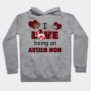 I Love Being An Autism Mom Red Plaid Autism Awareness Hoodie